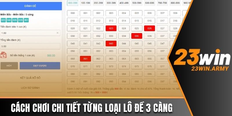 Cách chơi chi tiết từng loại lô đề 3 càng